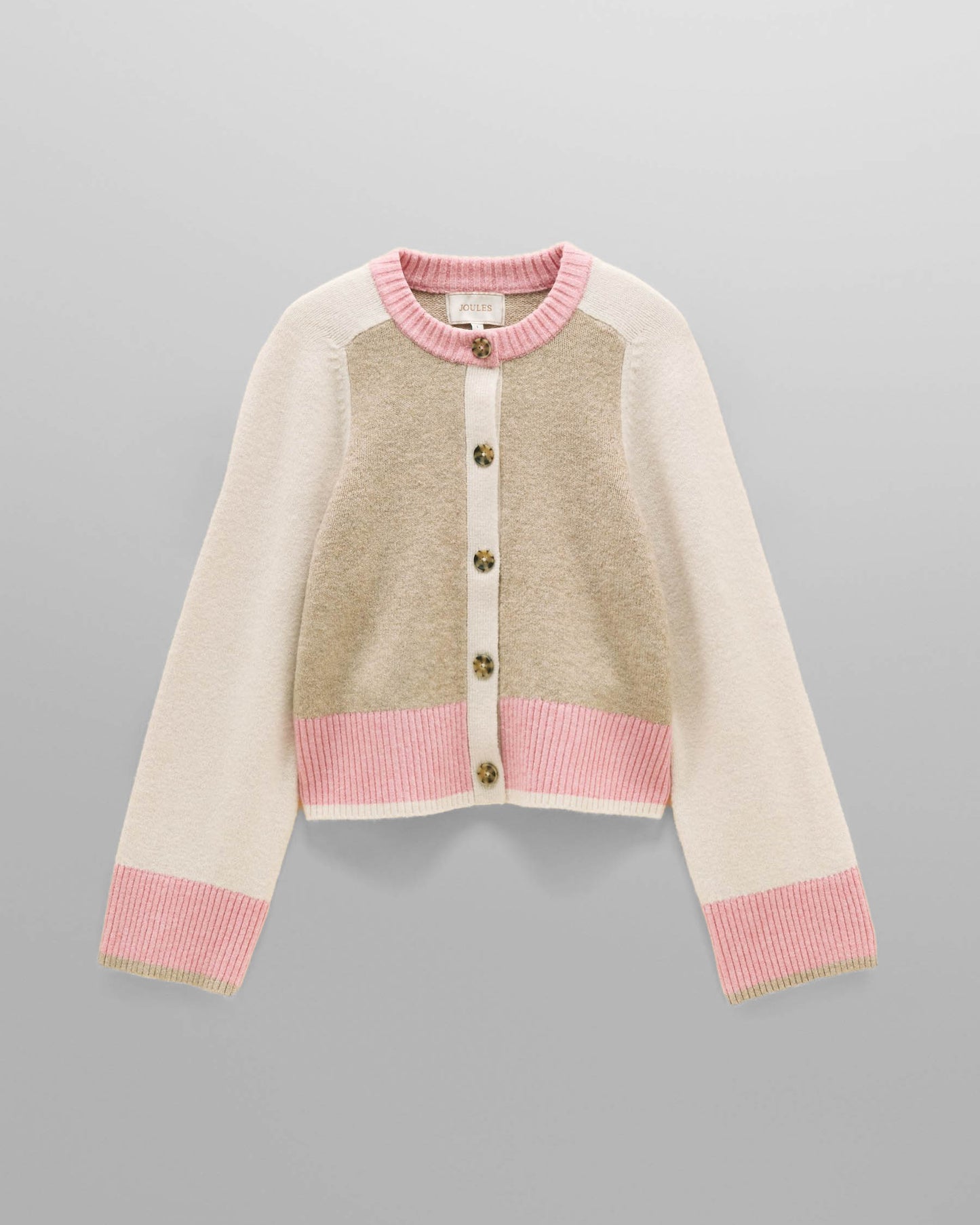 Joules Nora Womens Colourblock Cardigan - Pink & Cream