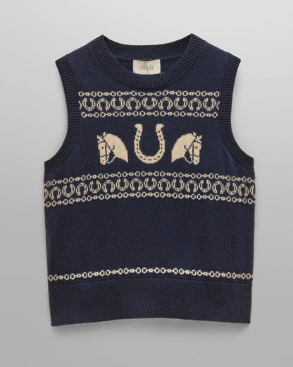Joules Horse Icon Womens Knit Tank Top - Navy | CHO | Designer Womens Knit Tank Tops
