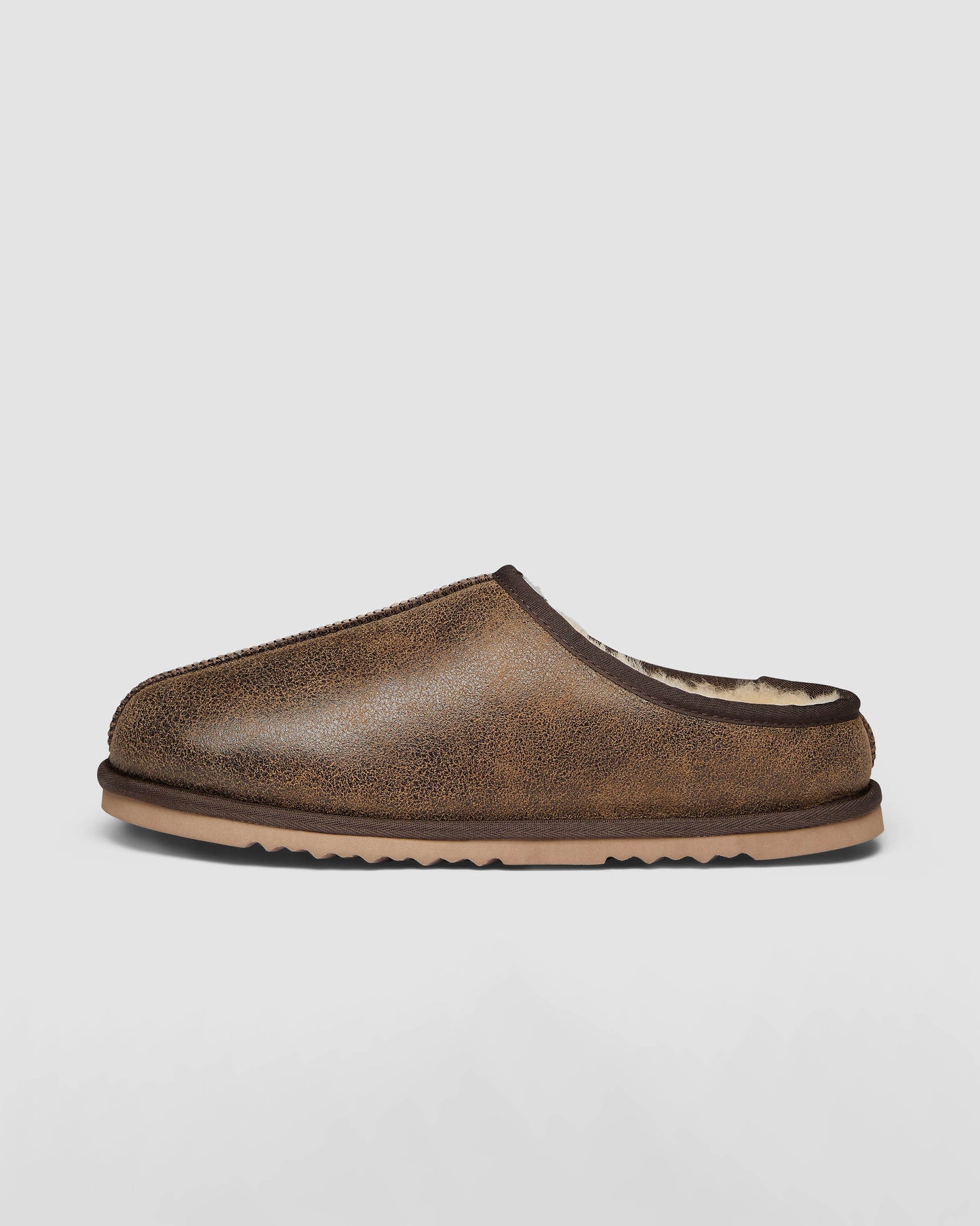 Oliver Sweeney Yaxley Mens Leather Shearling Mule Slippers - Olive Brown