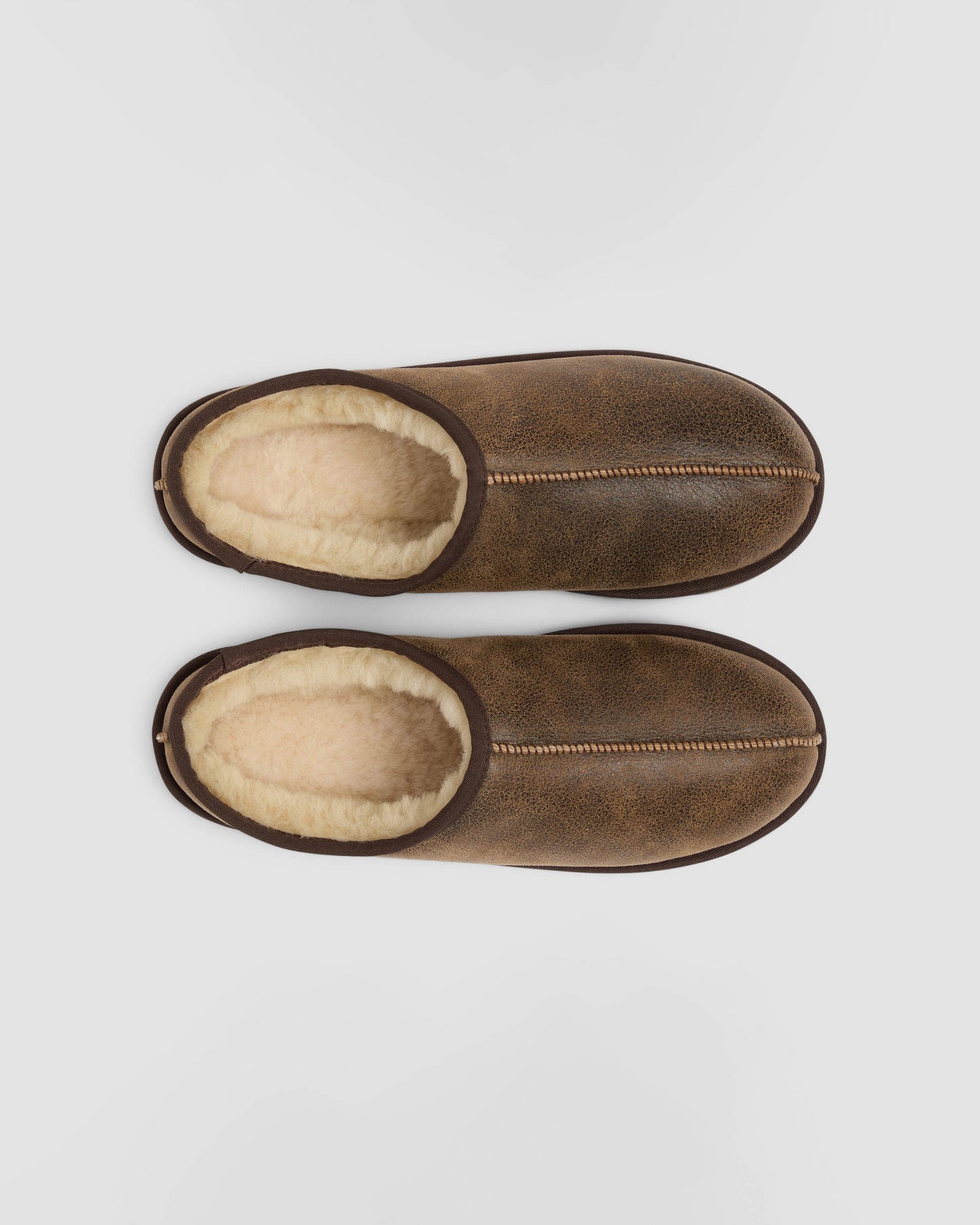 Oliver Sweeney Yaxley Mens Leather Shearling Mule Slippers - Olive Brown