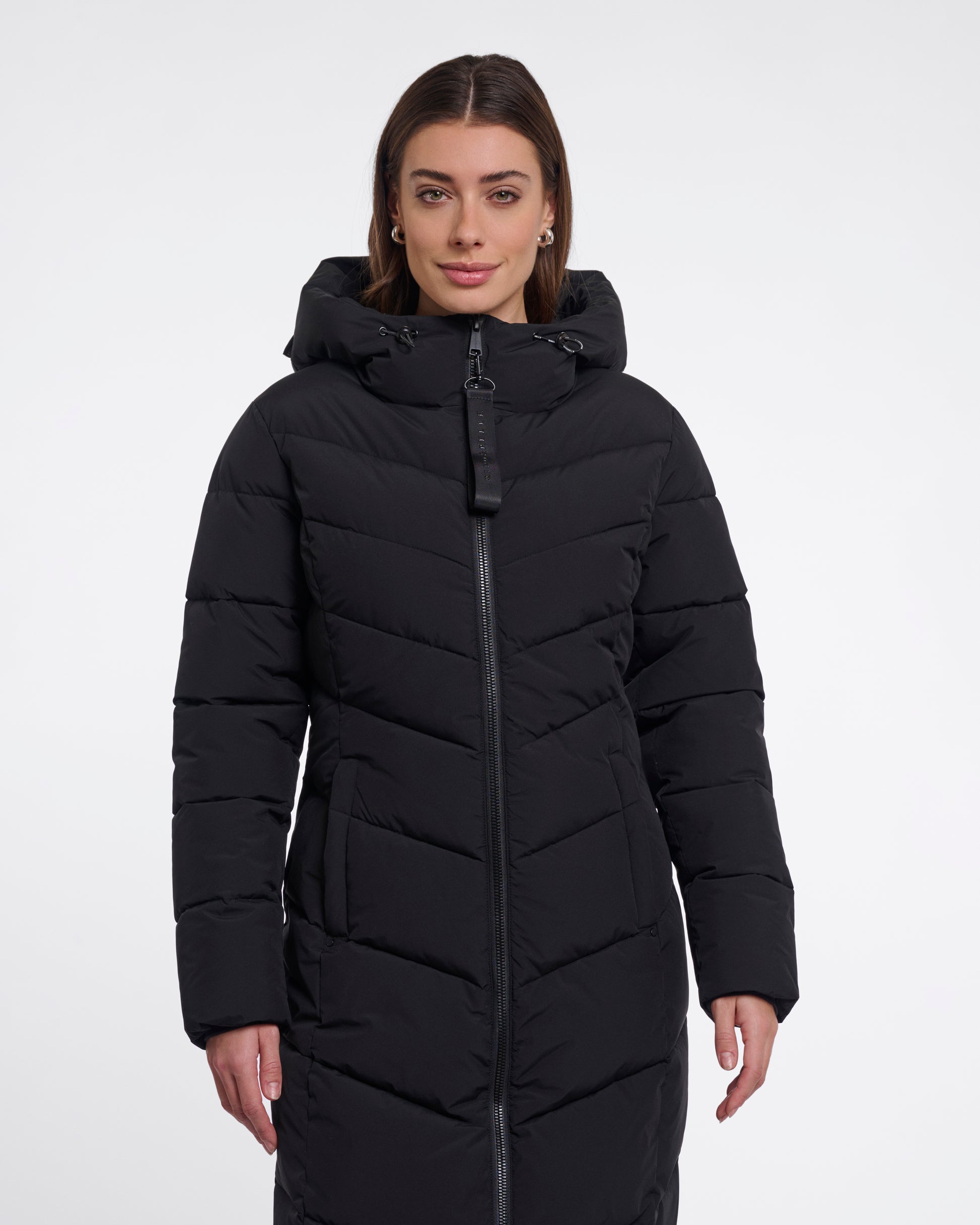 Rino & Pelle Zendaya Womens Padded Coat With Hood - Black | CHO | Designer Womens Padded Coat