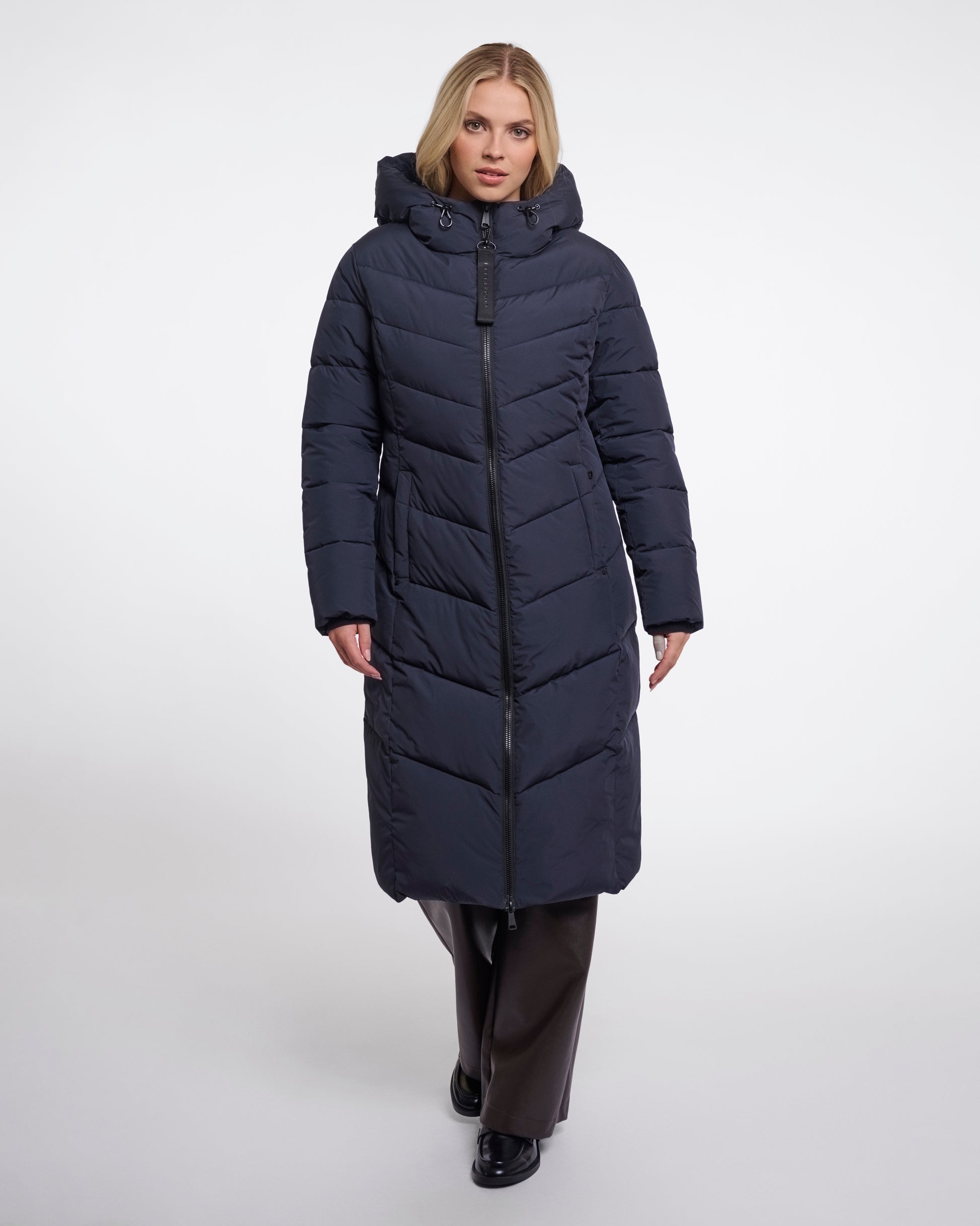 Rino & Pelle Zendaya Womens Padded Coat With Hood - Dark Navy | CHO | Designer Womens Padded Coat