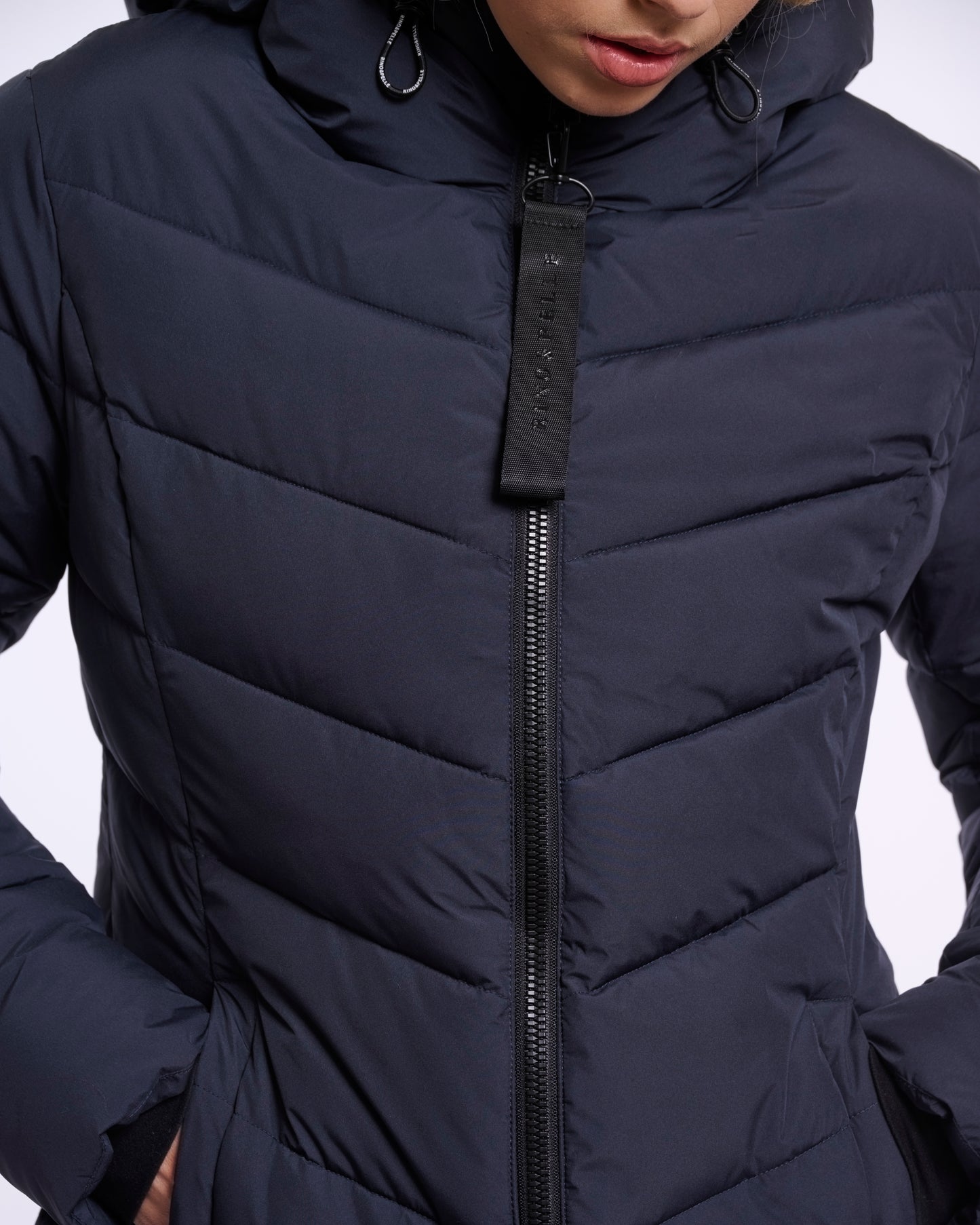 Rino & Pelle Zendaya Womens Padded Coat With Hood - Dark Navy | CHO | Designer Womens Padded Coat