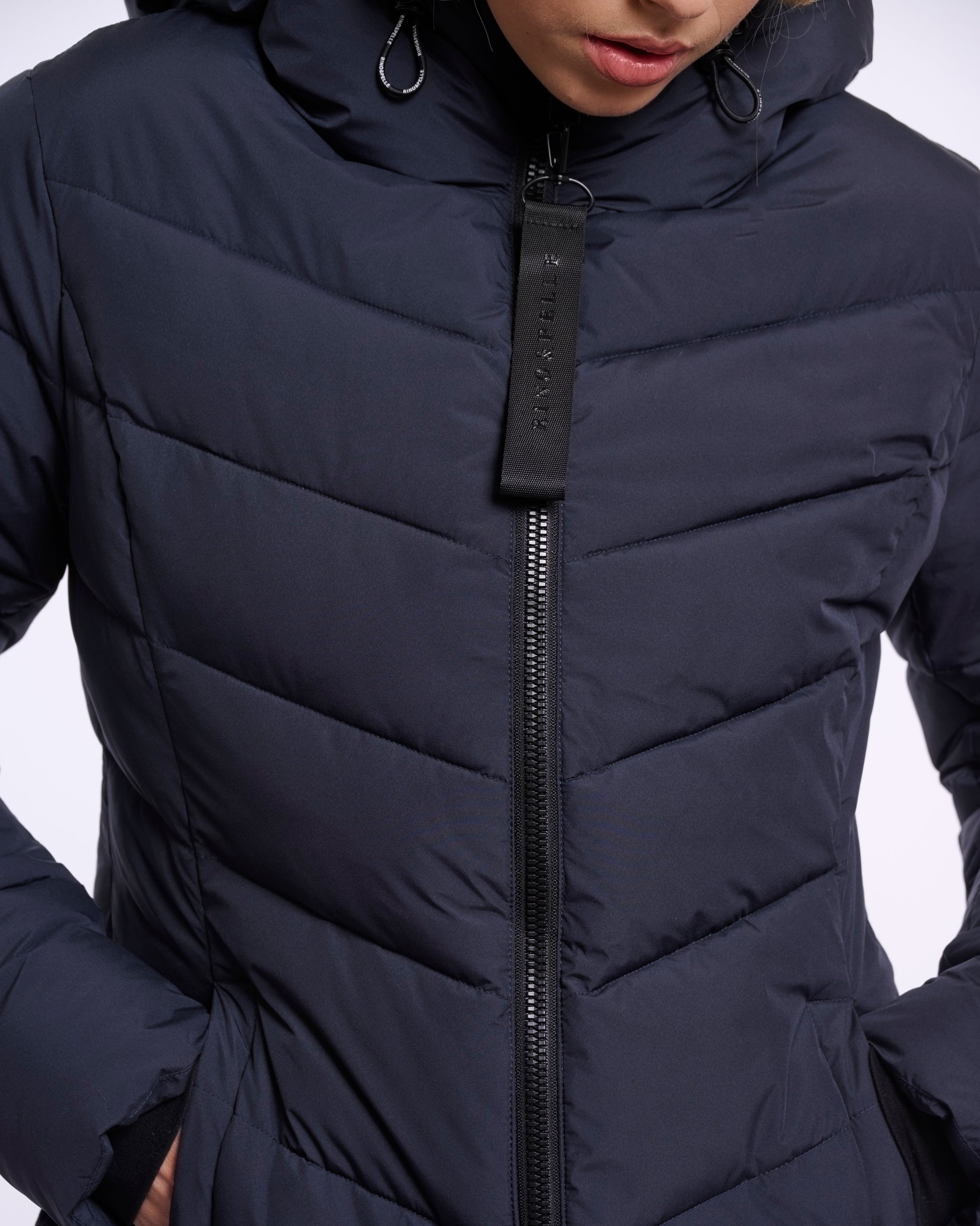 Rino & Pelle Zendaya Womens Padded Coat With Hood - Dark Navy | CHO | Designer Womens Padded Coat