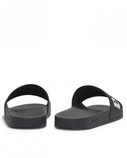 BOSS Orange Aryeh Mens Italian-Made Slides with Large Logo Detail NOS - Black 002