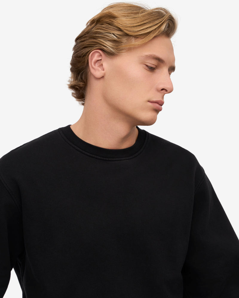 Colorful Standard Mens Classic Organic Crew Neck Sweatshirt - Deep Black