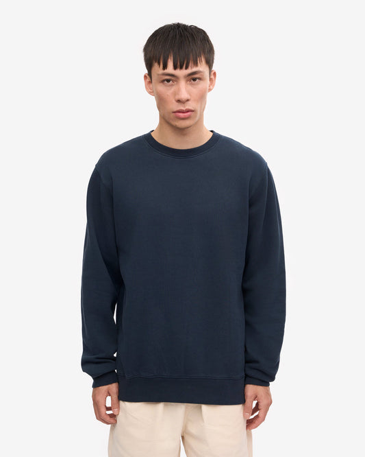 Colorful Standard Mens Classic Organic Crew Neck Sweatshirt - Navy Blue
