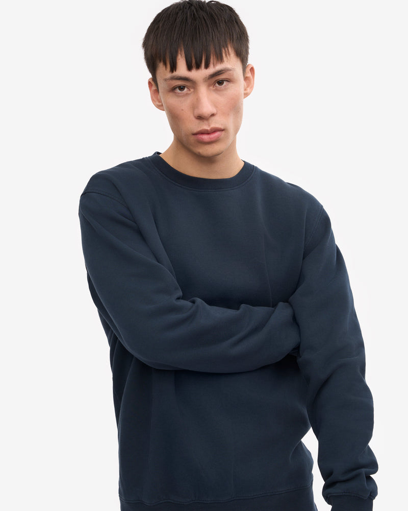 Colorful Standard Mens Classic Organic Crew Neck Sweatshirt - Navy Blue