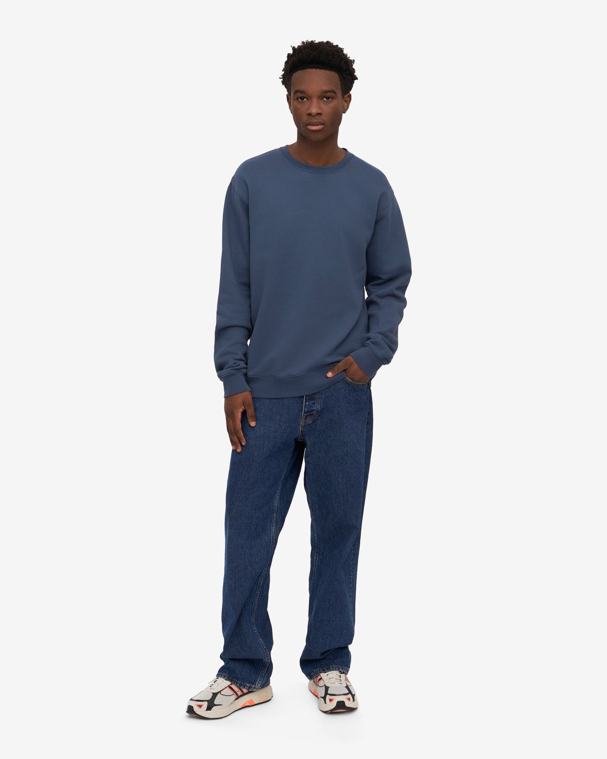 Colorful Standard Mens Classic Organic Crew Neck Sweatshirt - Petrol Blue | CHO | Designer Mens Sweatshirts