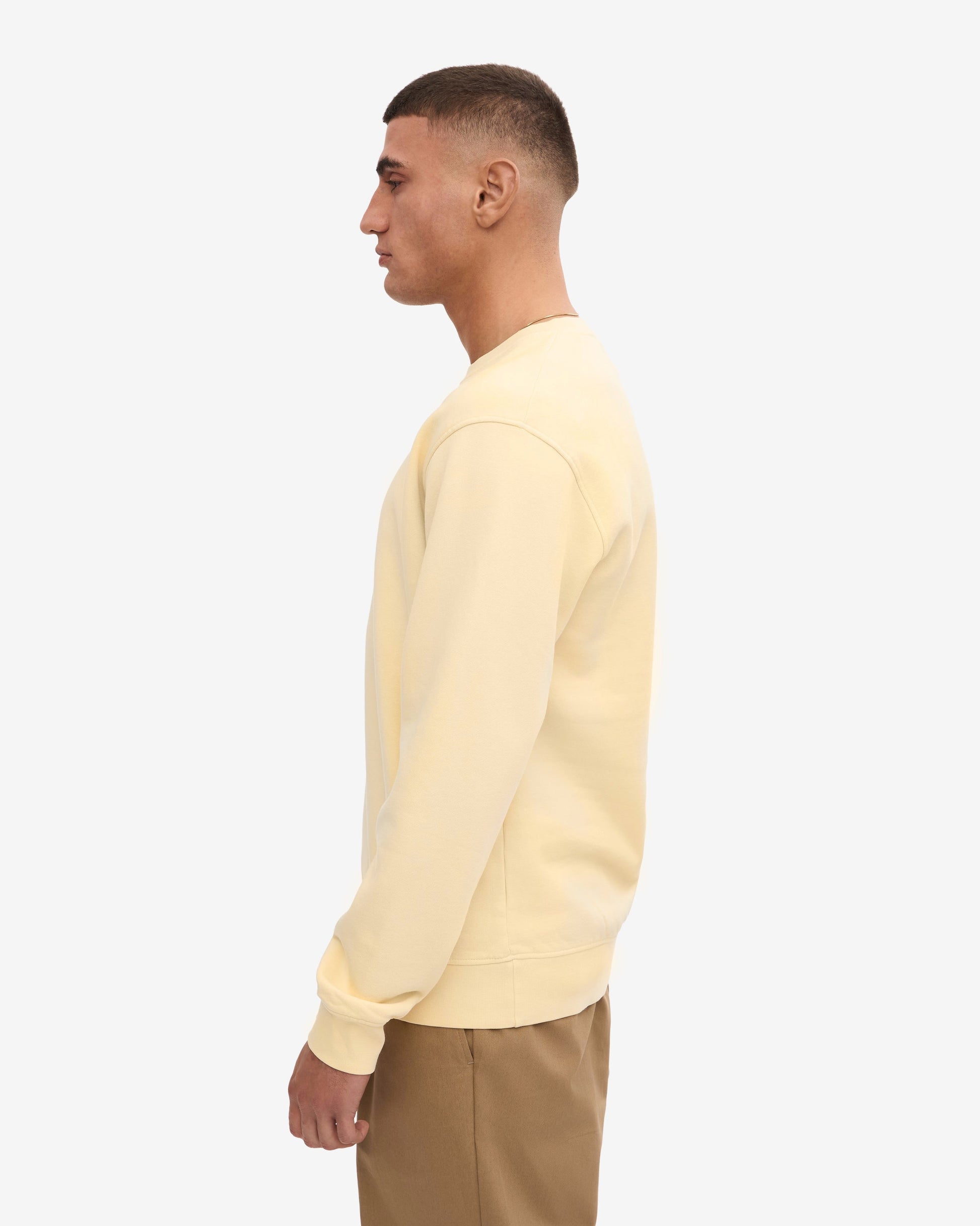 Colorful Standard Mens Classic Organic Crew Neck Sweatshirt - Soft Yellow | CHO | Designer Mens Sweatshirts
