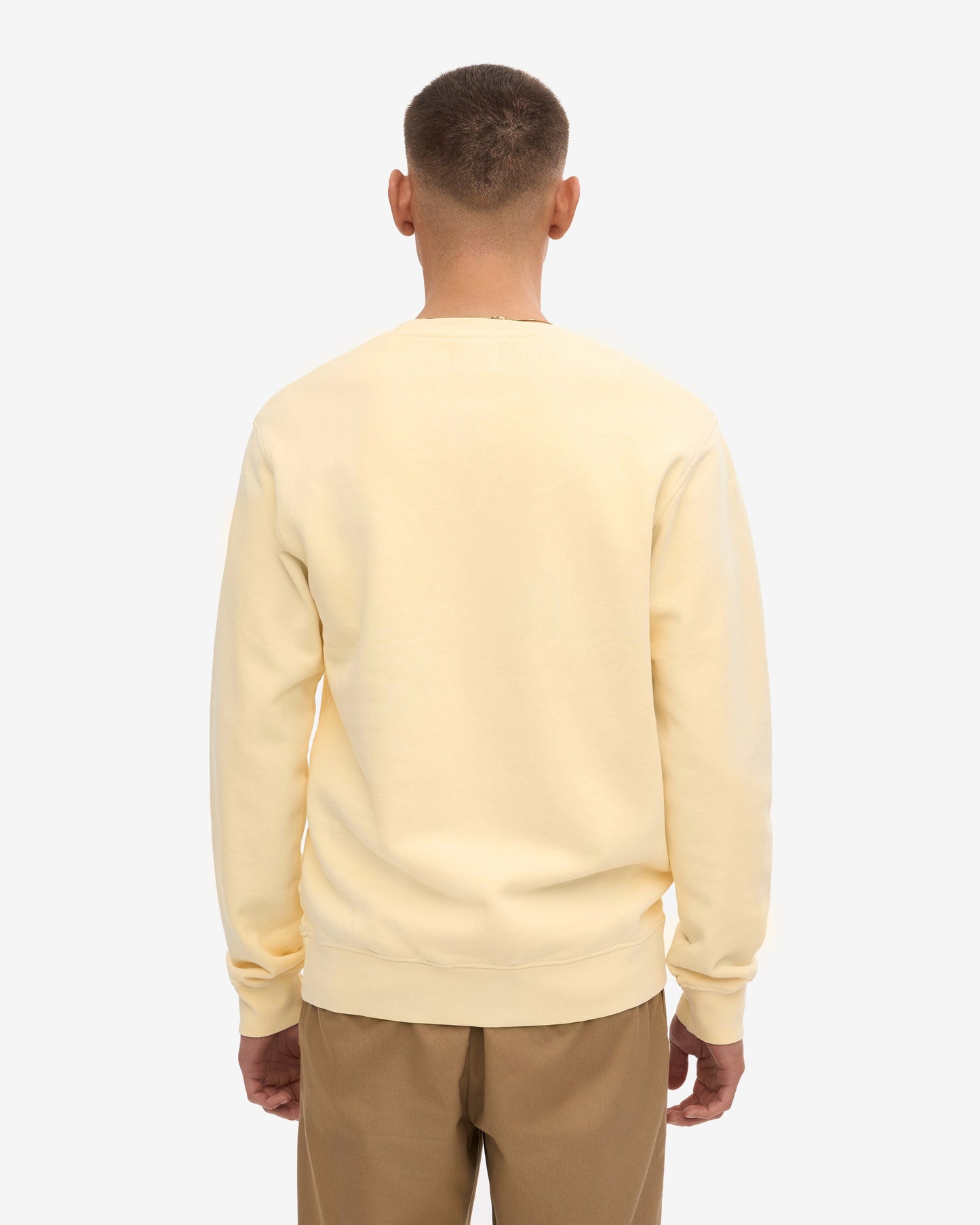 Colorful Standard Mens Classic Organic Crew Neck Sweatshirt - Soft Yellow | CHO | Designer Mens Sweatshirts