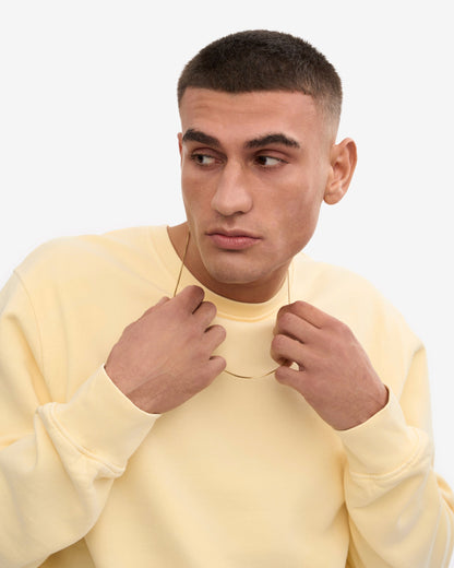 Colorful Standard Mens Classic Organic Crew Neck Sweatshirt - Soft Yellow | CHO | Designer Mens Sweatshirts