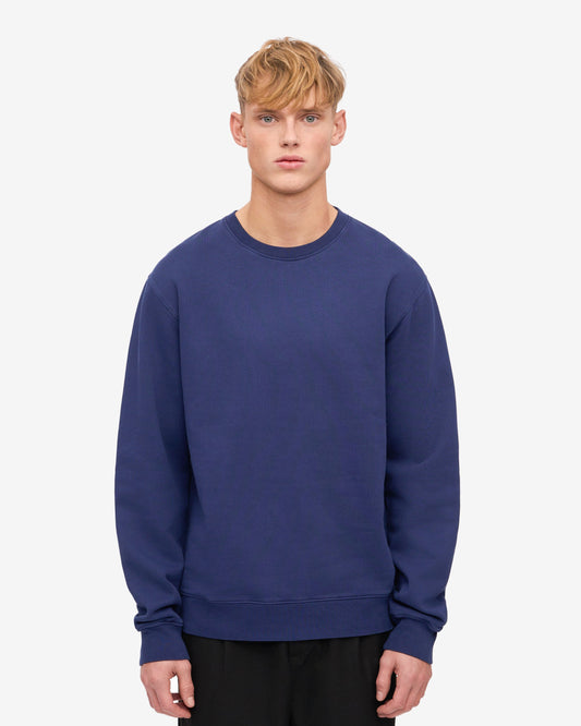 Colorful Standard Mens Classic Organic Crew Neck Sweatshirt - Marine Blue
