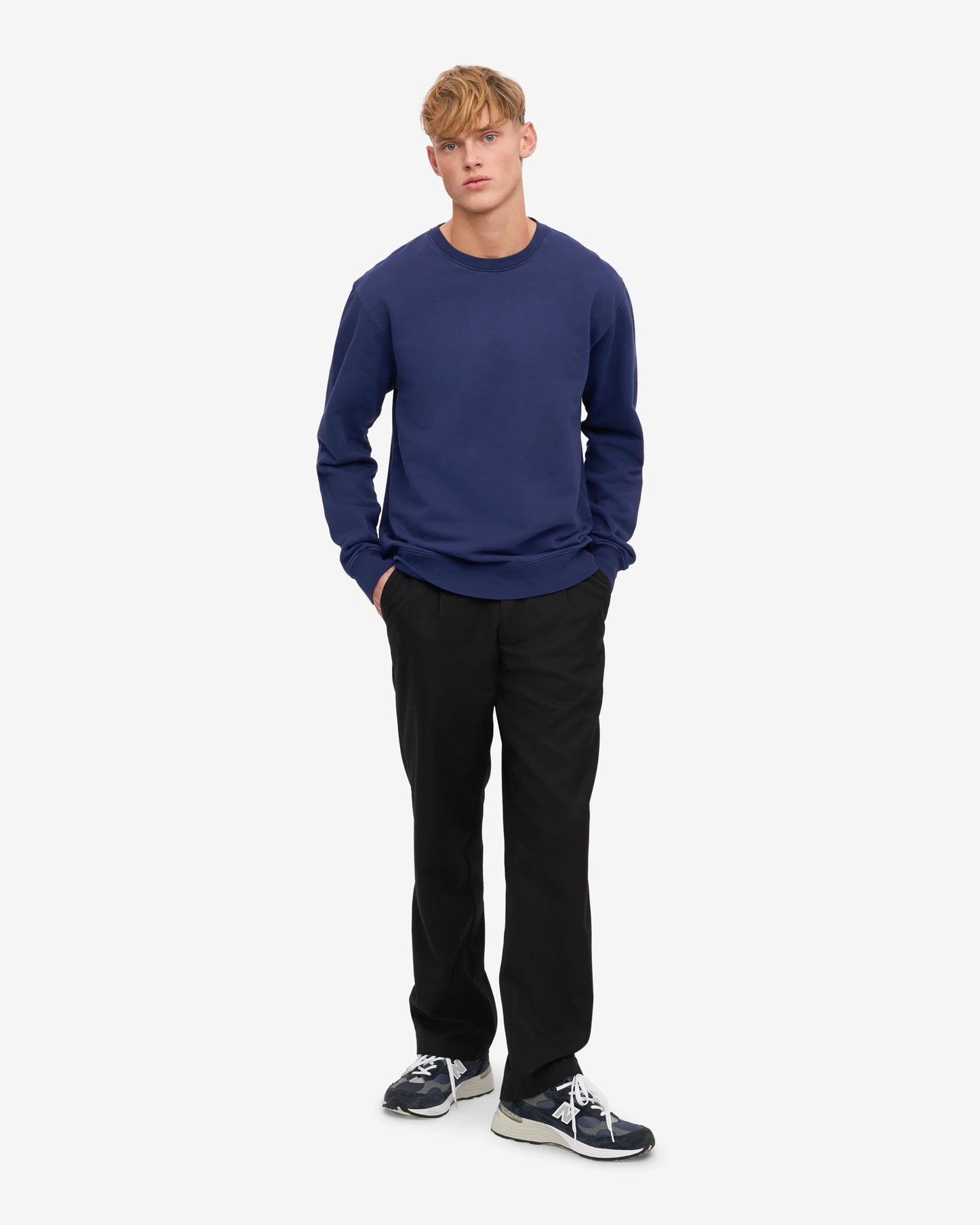 Colorful Standard Mens Classic Organic Crew Neck Sweatshirt - Marine Blue