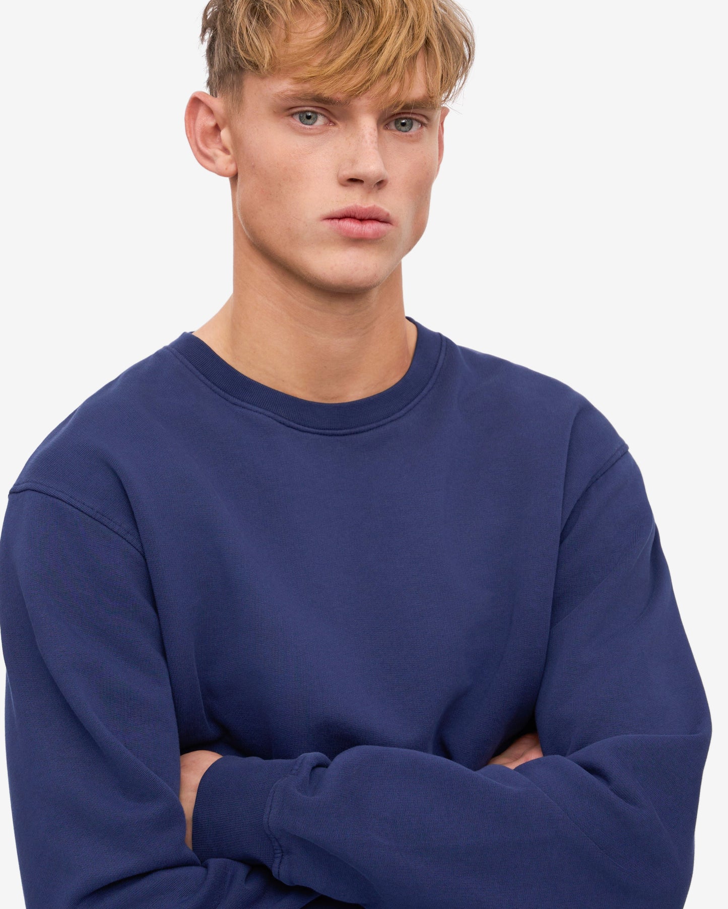 Colorful Standard Mens Classic Organic Crew Neck Sweatshirt - Marine Blue