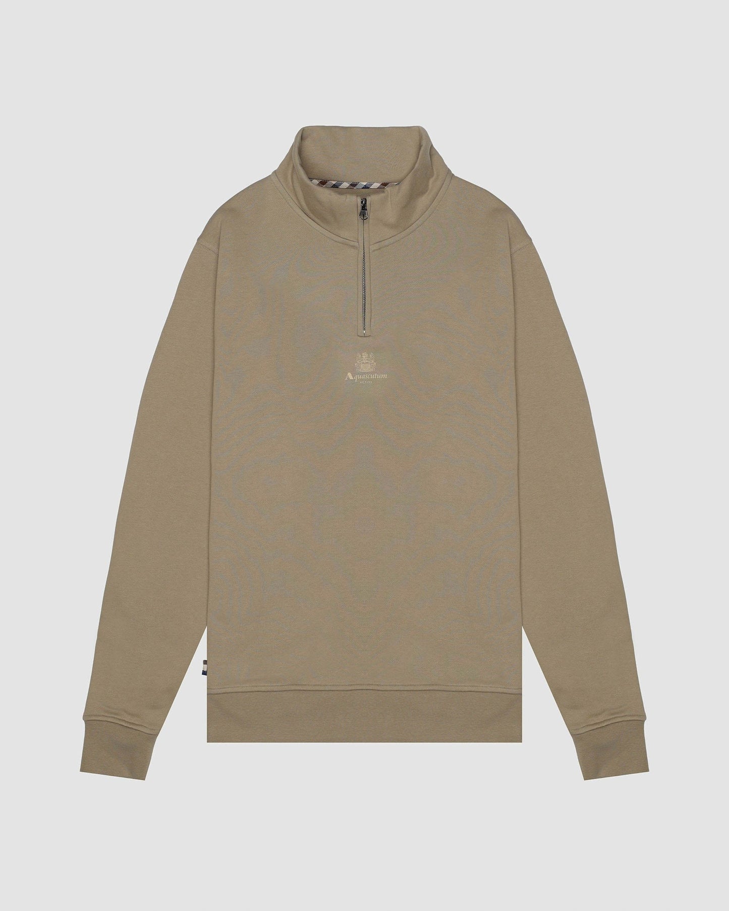 Aquascutum Mens Centered Logo 1/4 Zip Fleece - Khaki 38