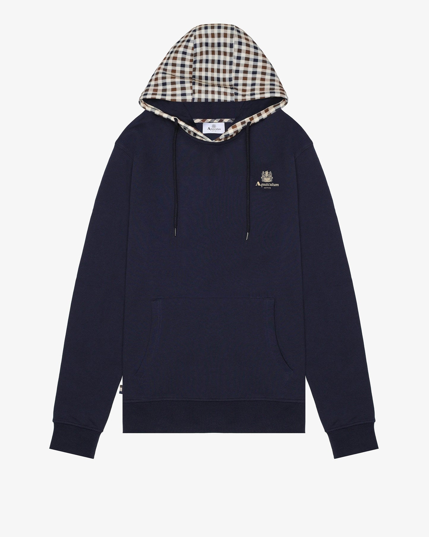 Aquascutum Mens Club Check Hoodie Fleece - Navy 11