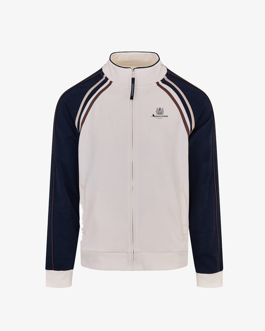 Aquascutum Mens Scuba Stripes Mock Neck Sweatshirt - Optical White 01 | CHO | Designer Mens Sweatshirts