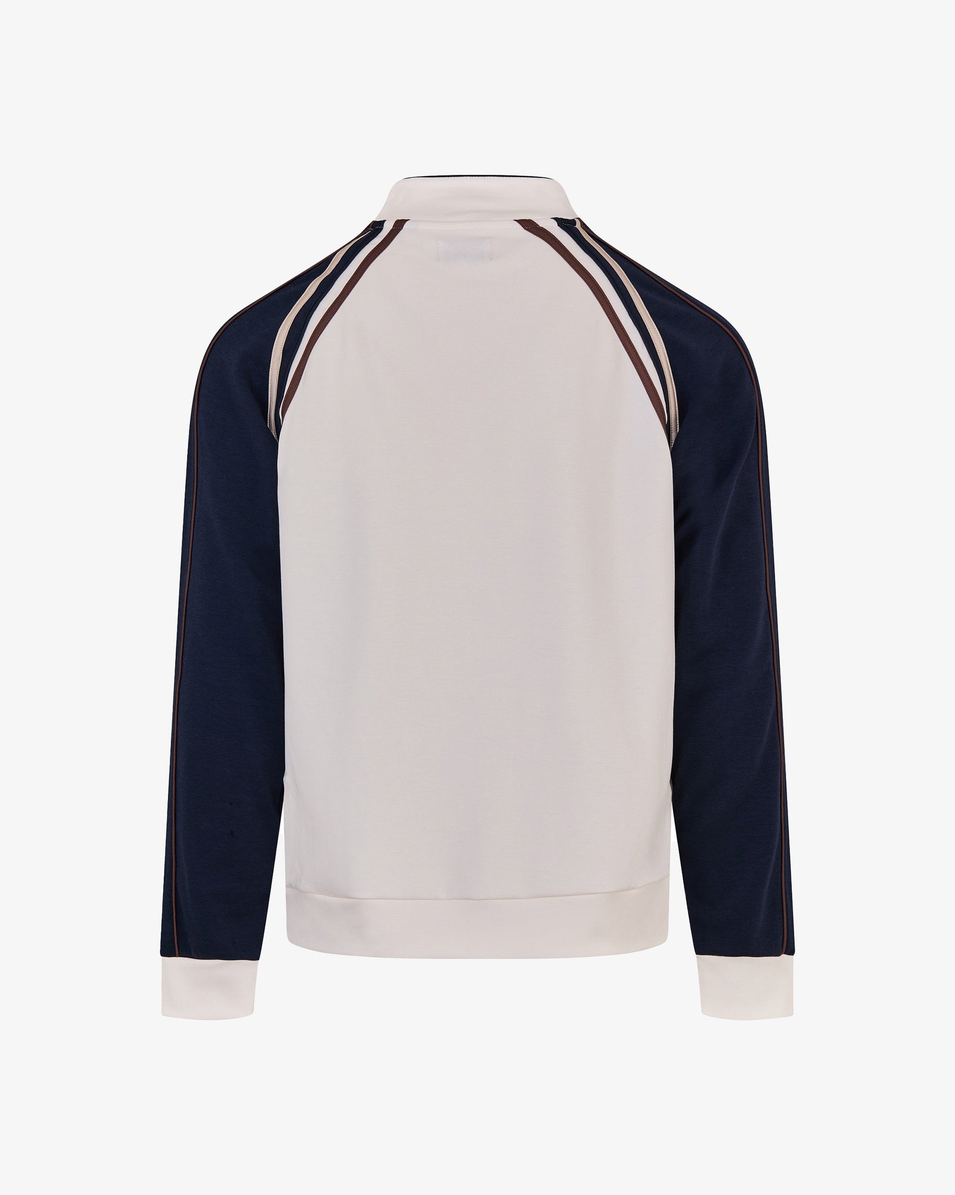 Aquascutum Mens Scuba Stripes Mock Neck Sweatshirt - Optical White 01 | CHO | Designer Mens Sweatshirts