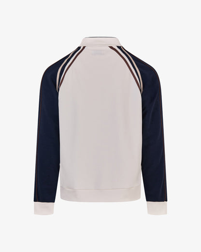 Aquascutum Mens Scuba Stripes Mock Neck Sweatshirt - Optical White 01 | CHO | Designer Mens Sweatshirts