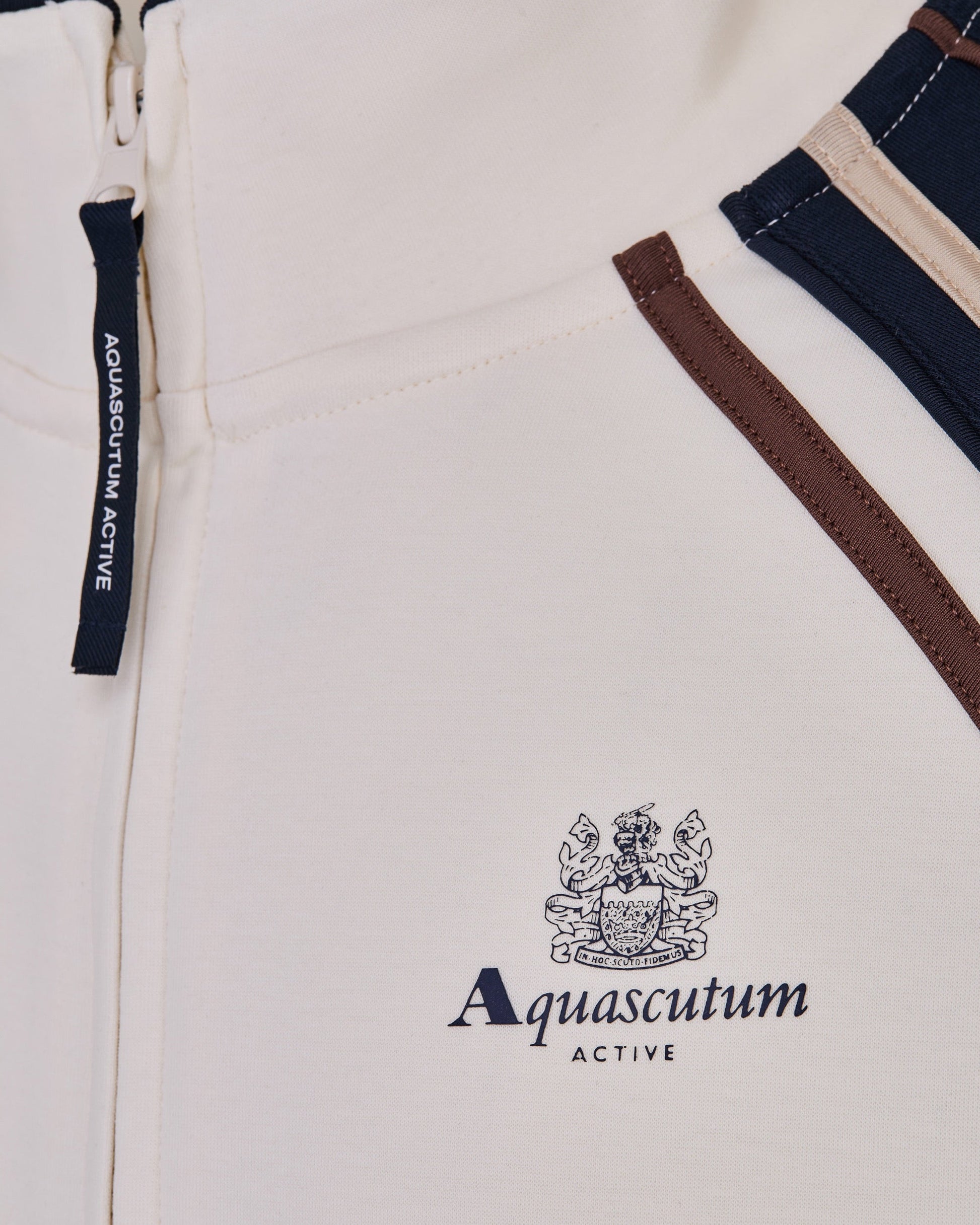 Aquascutum Mens Scuba Stripes Mock Neck Sweatshirt - Optical White 01 | CHO | Designer Mens Sweatshirts