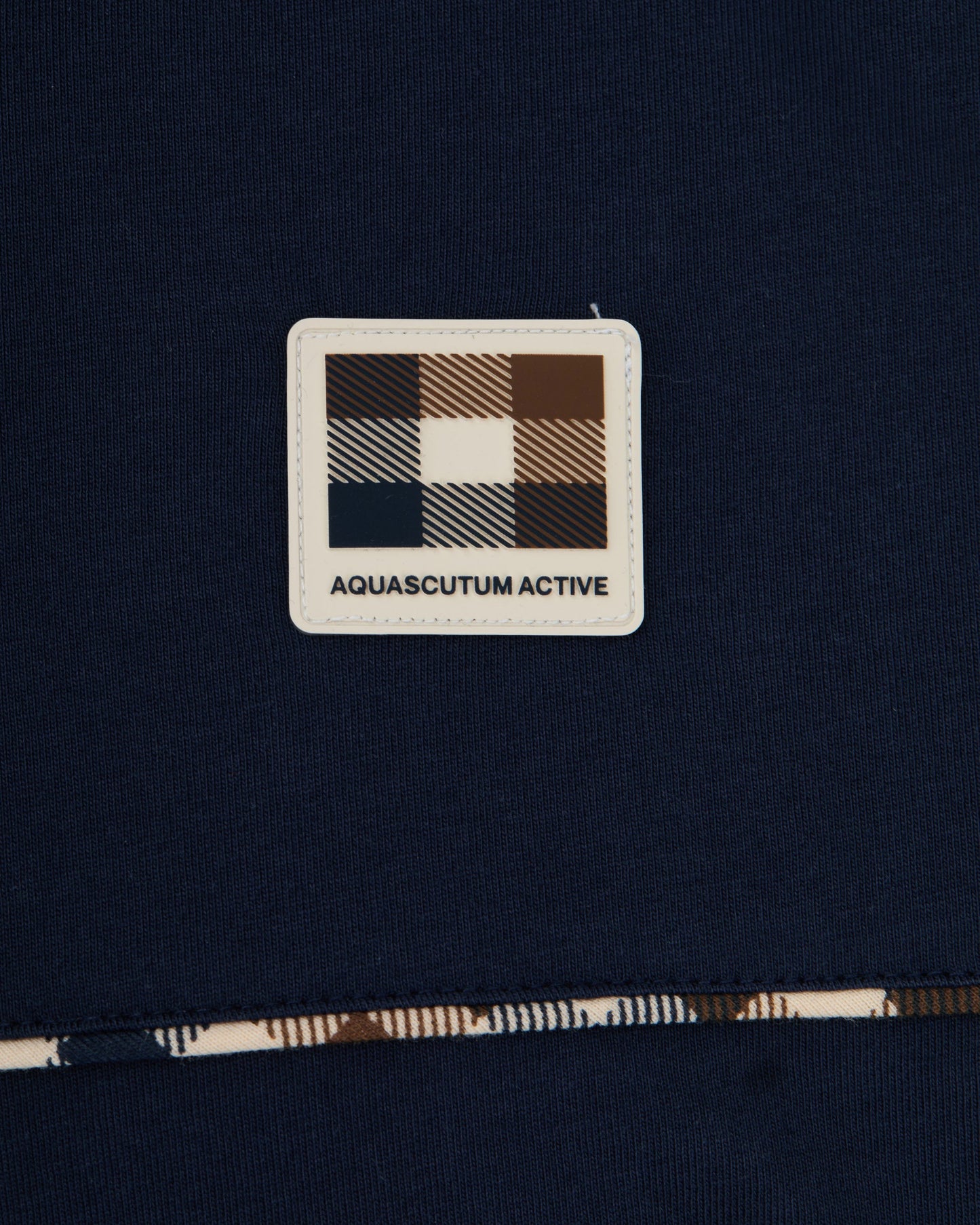 Aquascutum Mens Club Check Piping T-Shirt - Navy 11 | CHO | Designer Mens T-Shirts