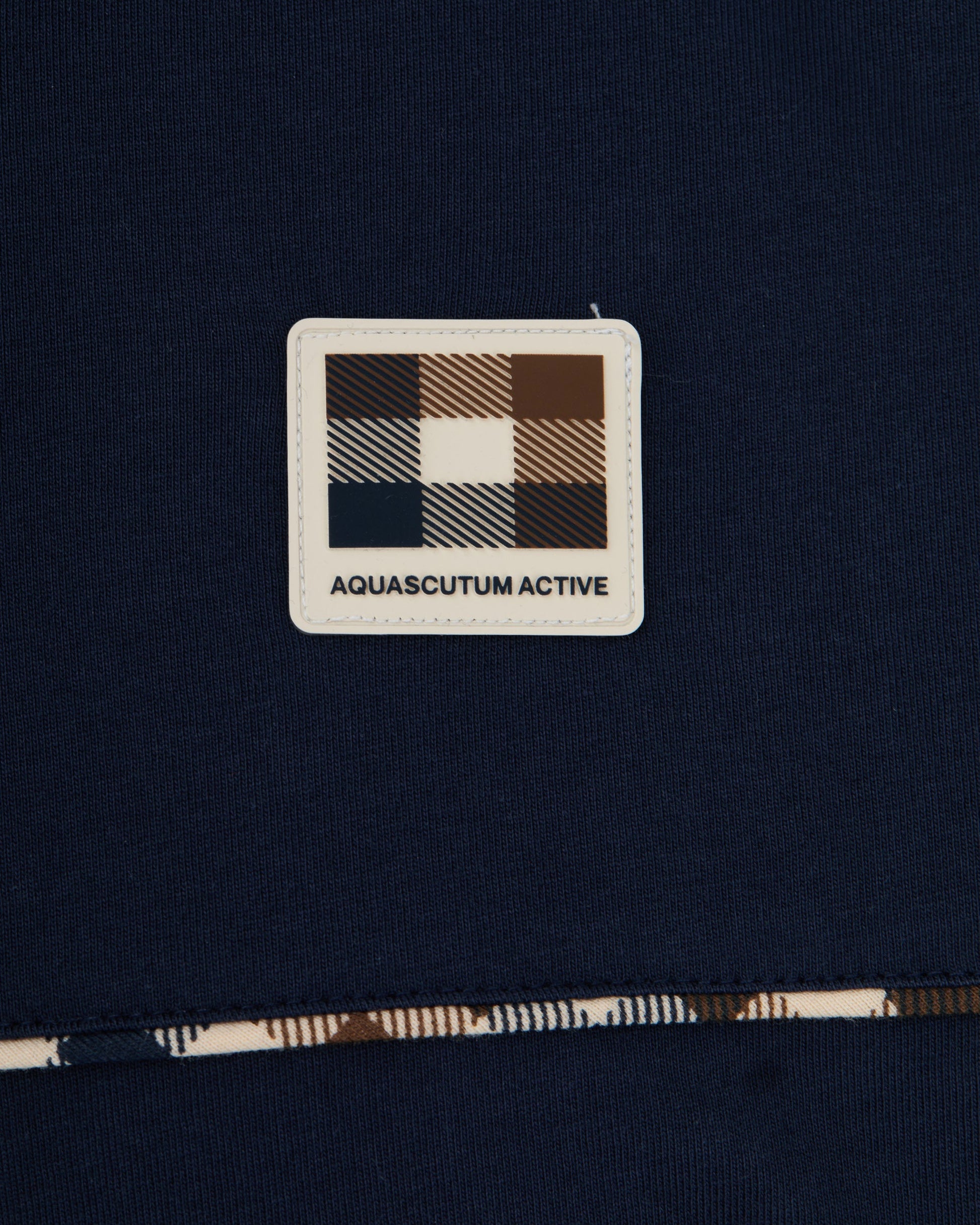 Aquascutum Mens Club Check Piping T-Shirt - Navy 11 | CHO | Designer Mens T-Shirts