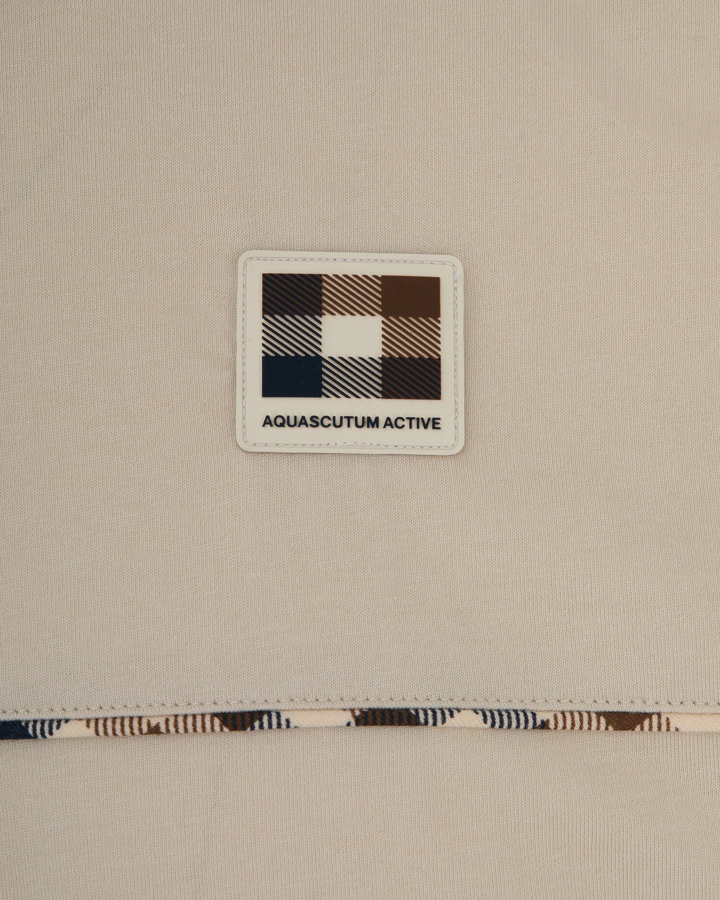 Aquascutum Mens Club Check Piping T - Shirt - Old White 02 | CHO | Designer Mens T - Shirts
