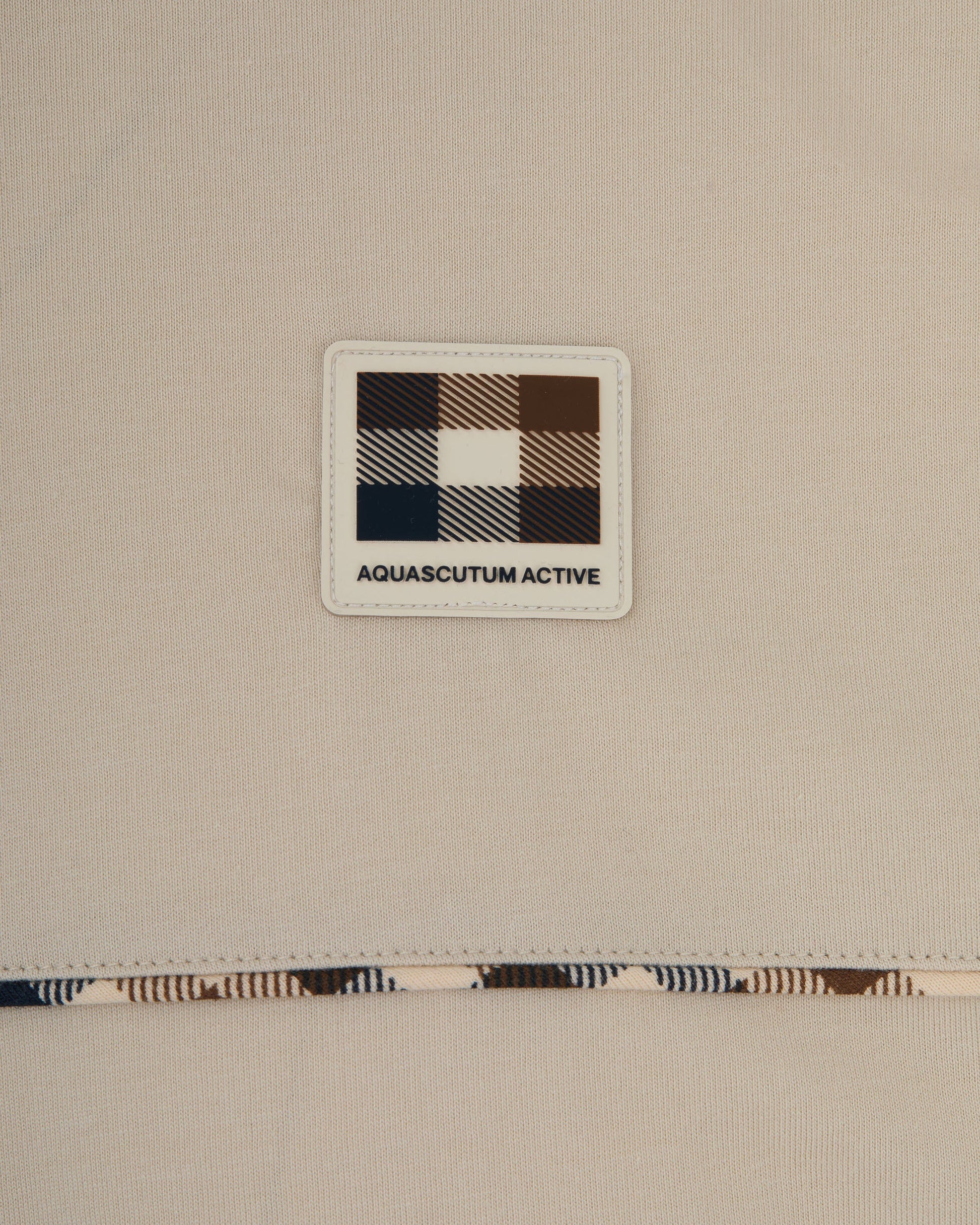 Aquascutum Mens Club Check Piping T - Shirt - Old White 02 | CHO | Designer Mens T - Shirts