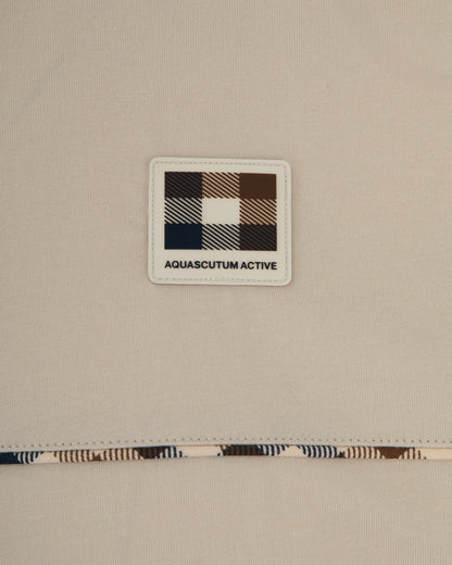 Aquascutum Mens Club Check Piping T - Shirt - Old White 02 | CHO | Designer Mens T - Shirts