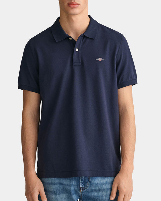 GANT Original Pique Mens Rugger - 433 Evening Blue - CHO - Designer Mens Polo Shirts
