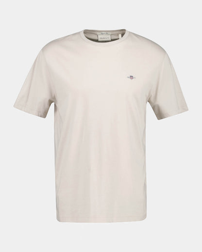 GANT Mens Regular Fit Short Sleeve Shield Logo T-Shirt - 215 Clay Beige | CHO | Designer Mens Logo T-Shirts