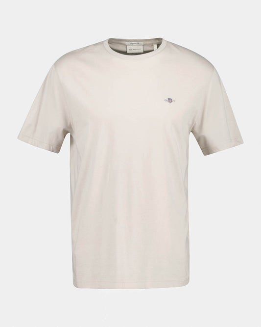 GANT Mens Regular Fit Short Sleeve Shield Logo T-Shirt - 215 Clay Beige | CHO | Designer Mens Logo T-Shirts