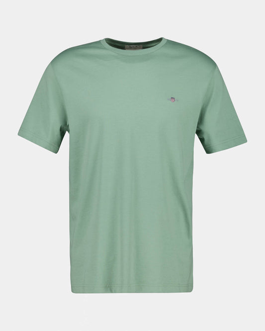 GANT Mens Regular Fit Short Sleeve Shield Logo T-Shirt - 308 Surplus Mint | CHO | Designer Mens Logo T-Shirts