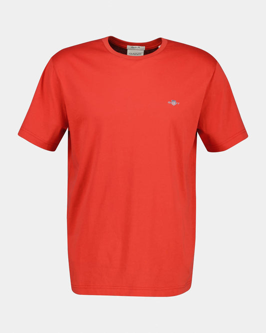 GANT Mens Regular Fit Short Sleeve Shield Logo T-Shirt - 853 Maple Fire | CHO | Designer Mens Logo T-Shirts