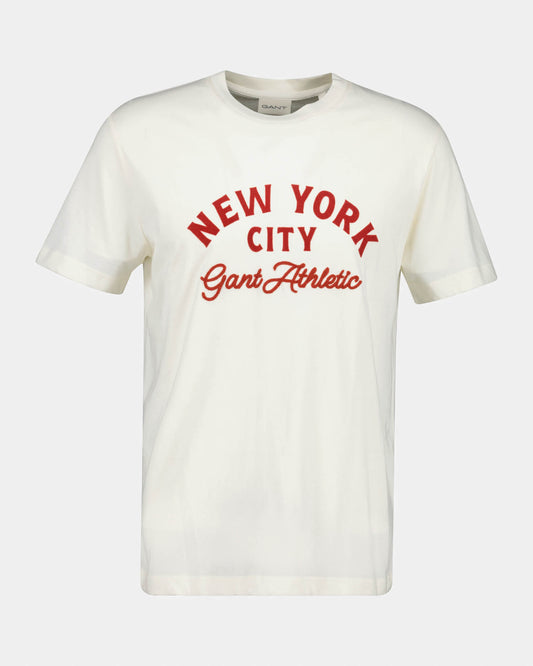 GANT Mens Logo Graphic Short Sleeve T-Shirt - 130 Cream | CHO | Designer Mens Short Sleeve T-Shirts