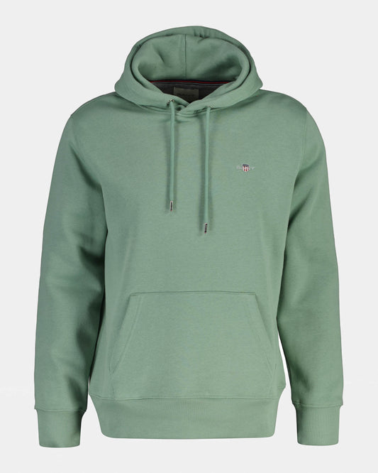 GANT Mens Regular Fit Shield Logo Pullover Hoodie - 308 Surplus Mint | CHO | Designer Mens Hoodies