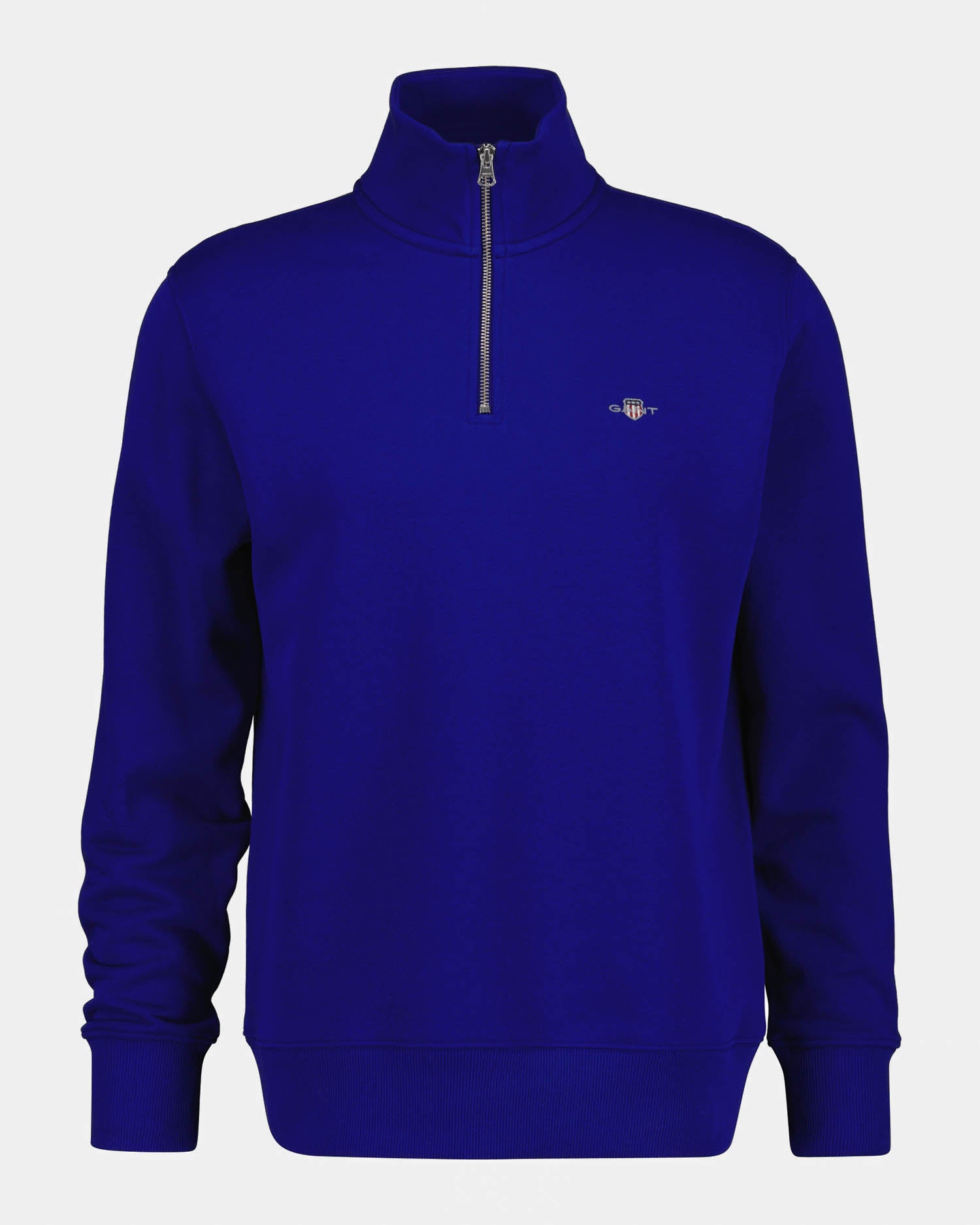GANT Mens Regular Fit Shield Logo Half Zip Sweatshirt - 435 Crisp Blue | CHO | Designer Mens Sweatshirts