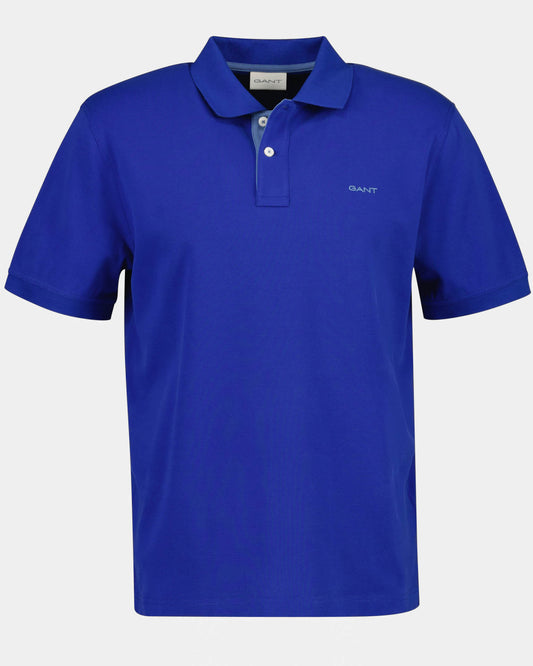 GANT Regular Fit Short Sleeve Contrast Pique Rugger - 435 Crisp Blue | CHO | Designer Mens Short Sleeve Polo Shirts