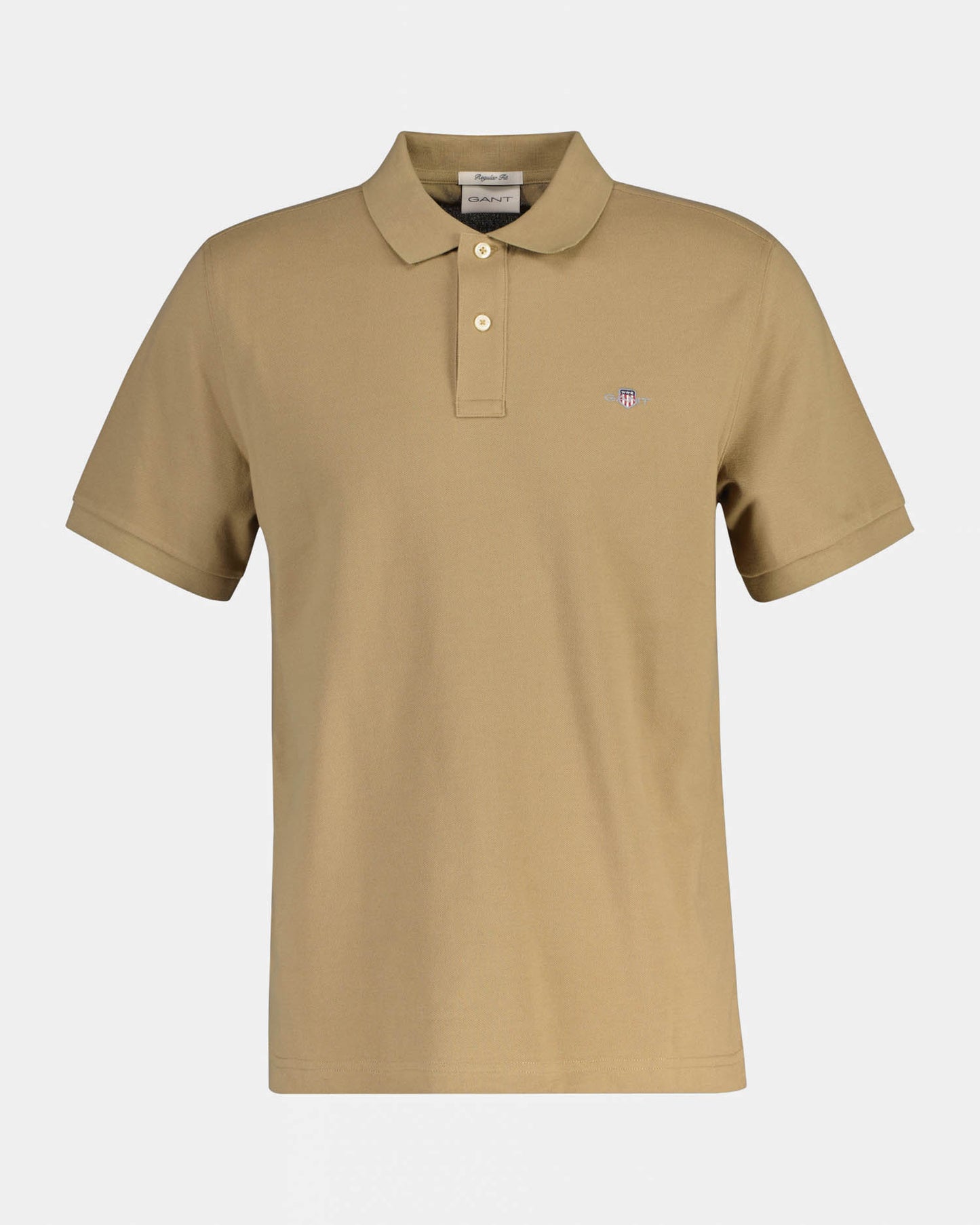 GANT Mens Regular Fit Short Sleeve Shield Logo Pique Polo - 264 Light Taupe