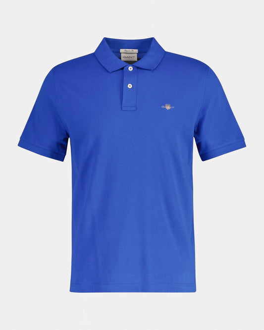 GANT Mens Regular Fit Short Sleeve Shield Logo Pique Polo - 422 Nautical Blue | CHO | Designer Mens Short Sleeve Polo Shirts