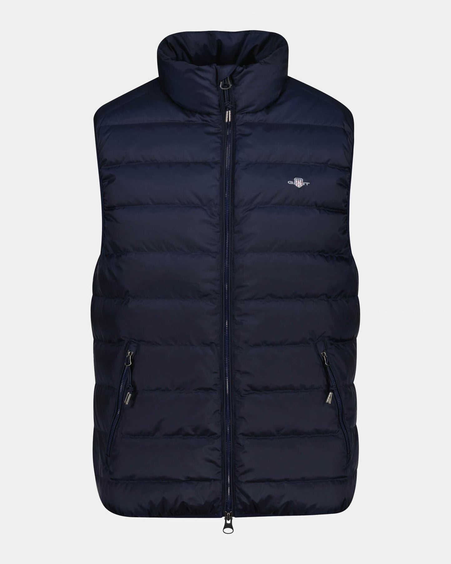 GANT Mens Light Down Shield Logo Gilet - 433 Evening Blue | CHO | Designer Mens Padded Gilets
