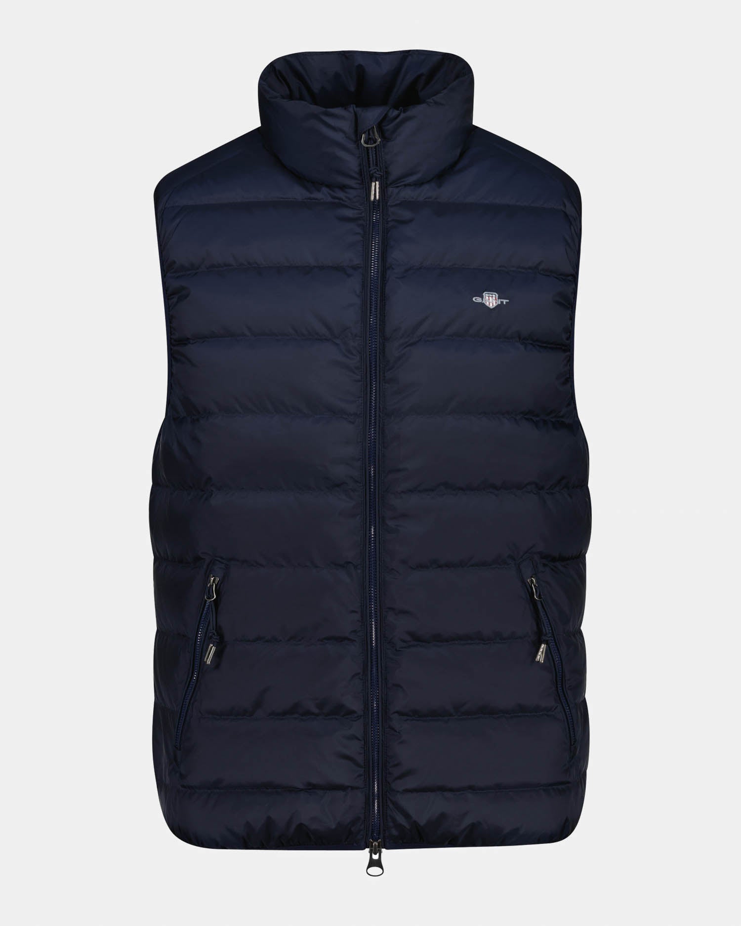 GANT Mens Light Down Shield Logo Gilet - 433 Evening Blue | CHO | Designer Mens Padded Gilets