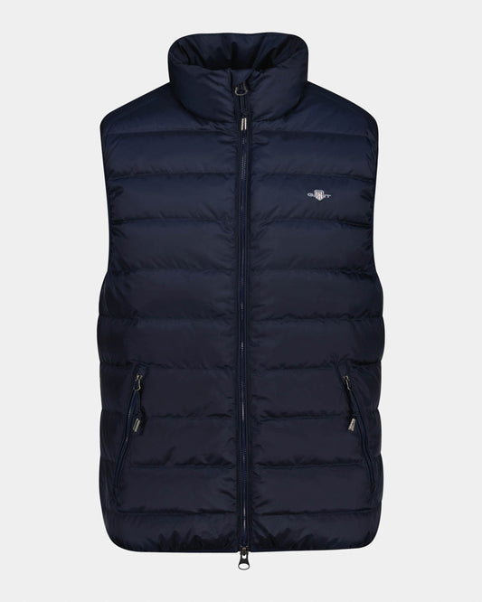 GANT Mens Light Down Shield Logo Gilet - 433 Evening Blue | CHO | Designer Mens Padded Gilets