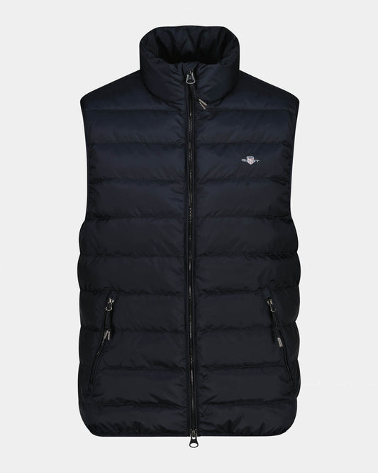 GANT Mens Light Down Shield Logo Gilet - 5 Black | CHO | Designer Mens Padded Gilets