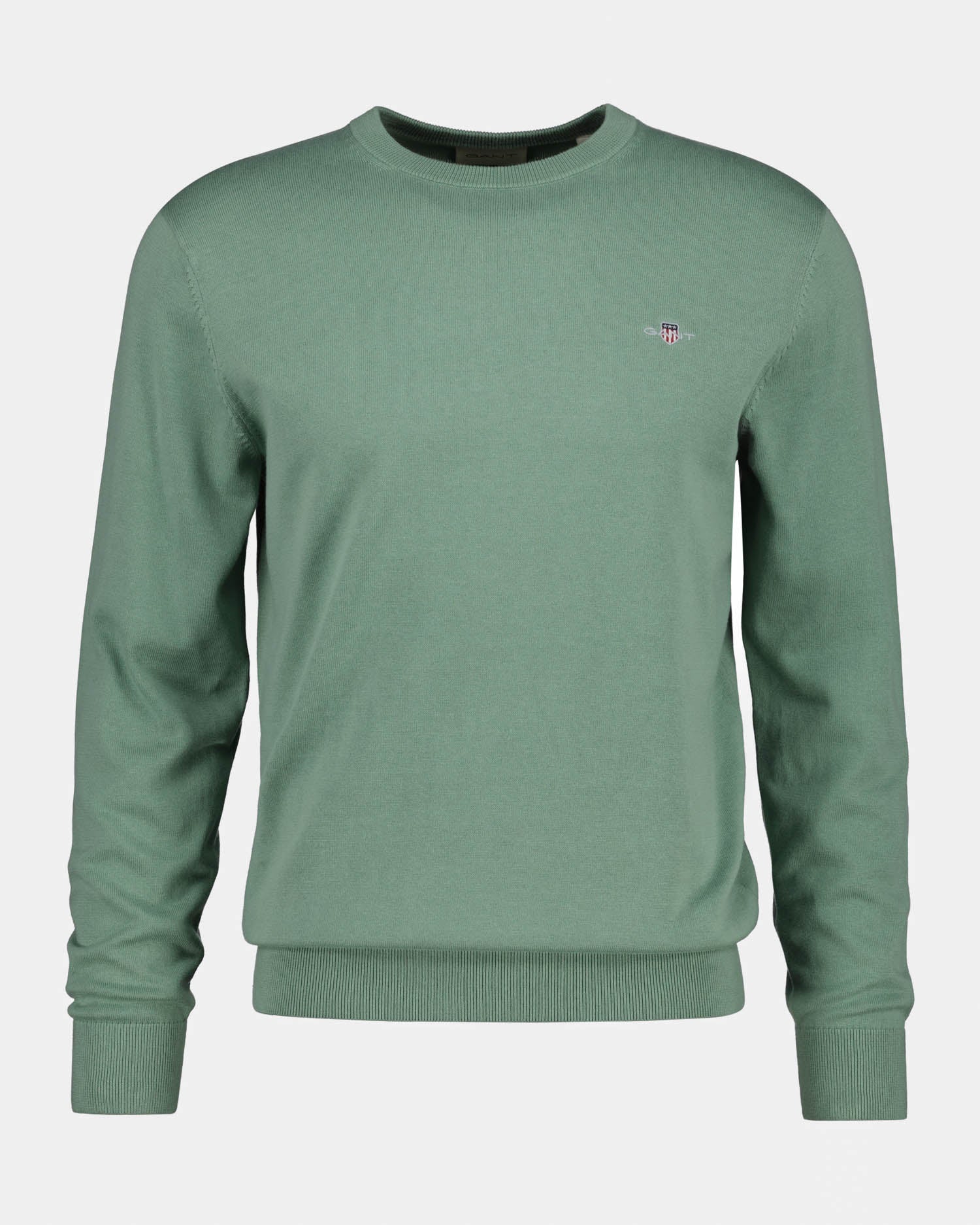 GANT Mens Classic Cotton Shield Logo Crew Neck Jumper - 308 Surplus Mint | CHO | Designer Mens Crew Neck Jumpers