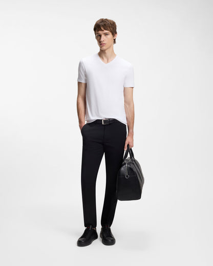 HUGO-V 2-Pack Mens V-Neck T-Shirts in Stretch Cotton - White 100 full length front
