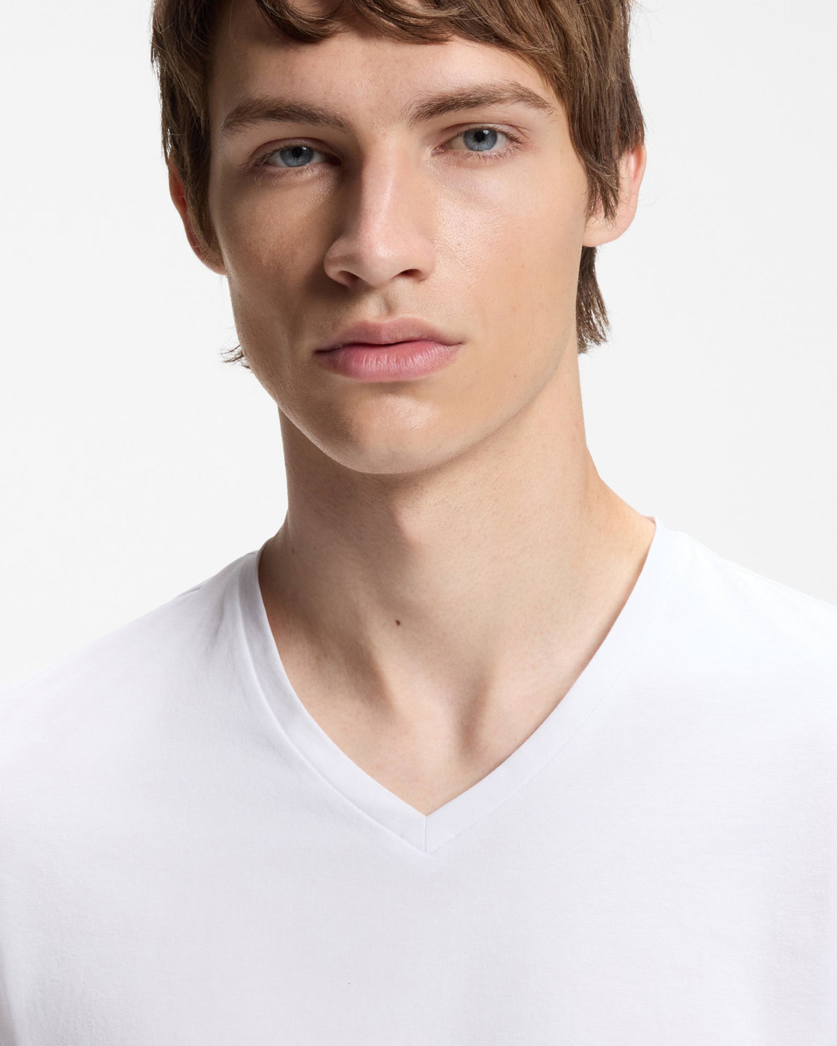 HUGO-V 2-Pack Mens V-Neck T-Shirts in Stretch Cotton - White 100 detail