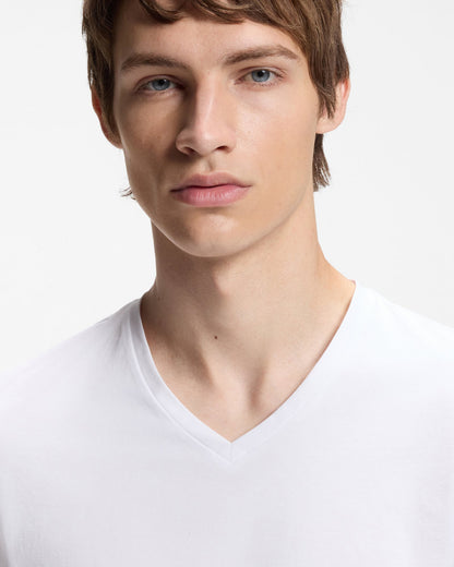 HUGO-V 2-Pack Mens V-Neck T-Shirts in Stretch Cotton - White 100 detail
