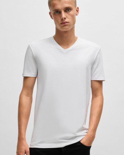 HUGO-V 2-Pack Mens V-Neck T-Shirts in Stretch Cotton  - White/Black 960